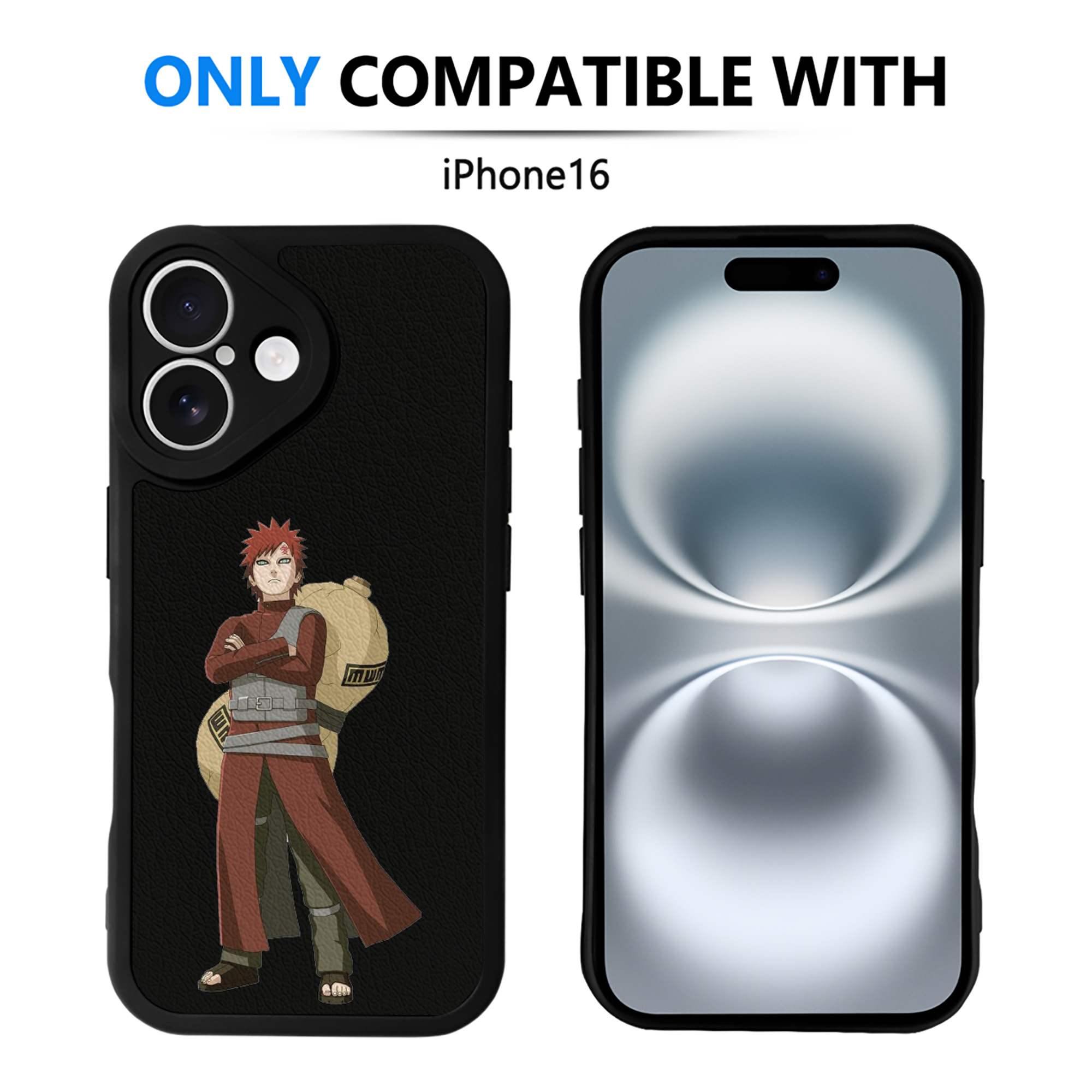 （画像用） NARUTO -ナルト- ガアラ Gaara 【iPhone 16シリーズ対応】シリコンスマホケース（レザー調） 材質：シリコン